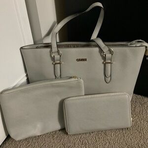 Grey purse with match wallet and smaller bag